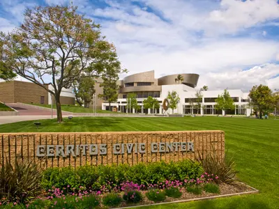 Cerritos Civic Center with Cerritos City Hall and Library pictured