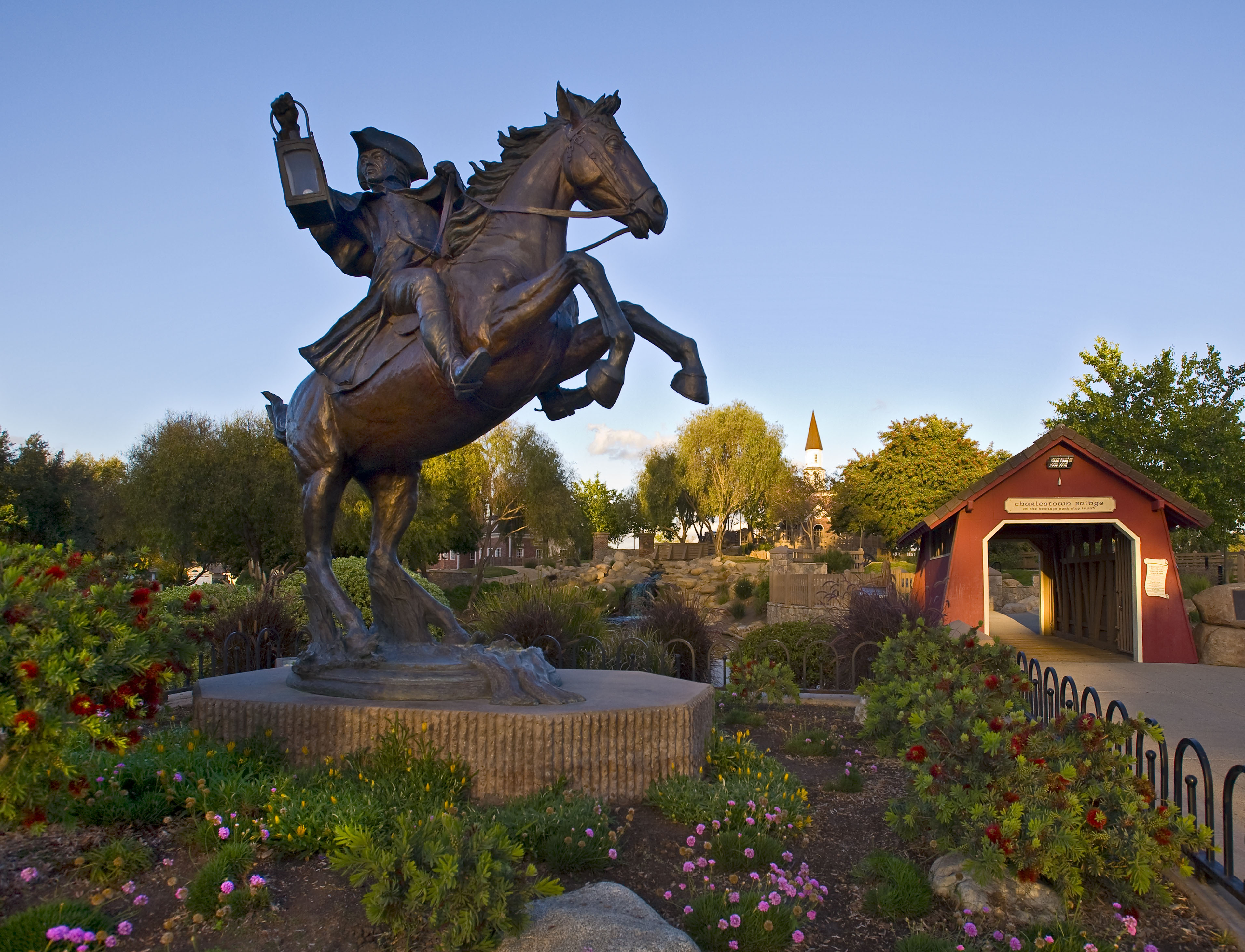 Heritage Park with Paul Revere sculpture